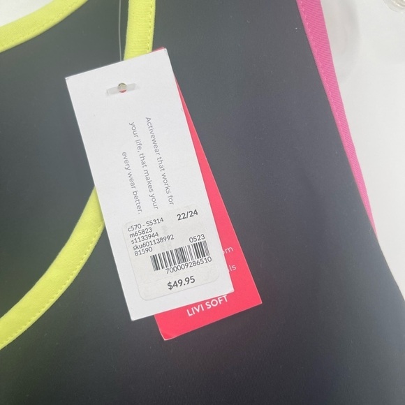 LIVI Soft Back-Detail Recycled Tank Black Multi Size 22-24 Women’s NWT workout - Picture 3 of 9